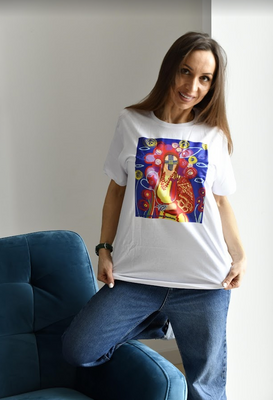 T -shirt with an author print motanka