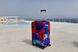 Art case for suitcase Knitwear “Microdiving” with original author's print L: 60-75 x 45-55 x 25-35 cm Blue and red mix