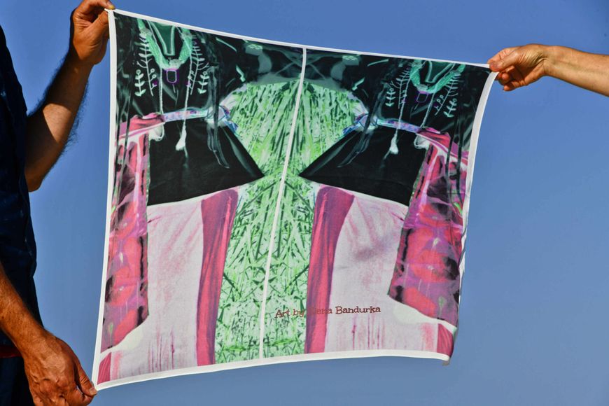 Silk scarf with print Collage Contemporary Ukrainians 750*750mm