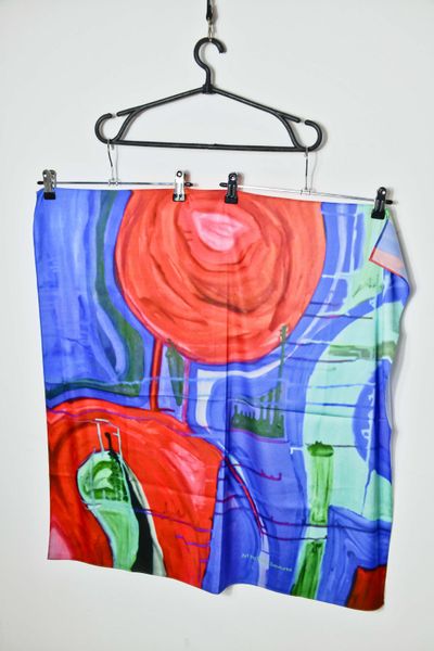 Silk scarf with print Abstraction 750*750mm