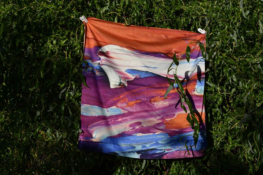 Silk scarf with print Abstraction 750*750mm