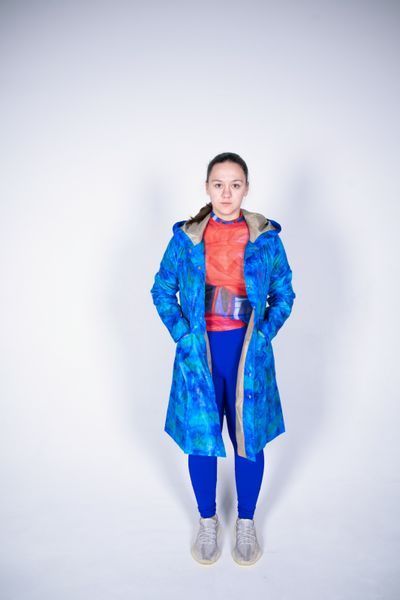 Bright raincoat with an original print &mdash; style in any weather, Blue, S, Bright raincoat with an original print &mdash; style in any weather